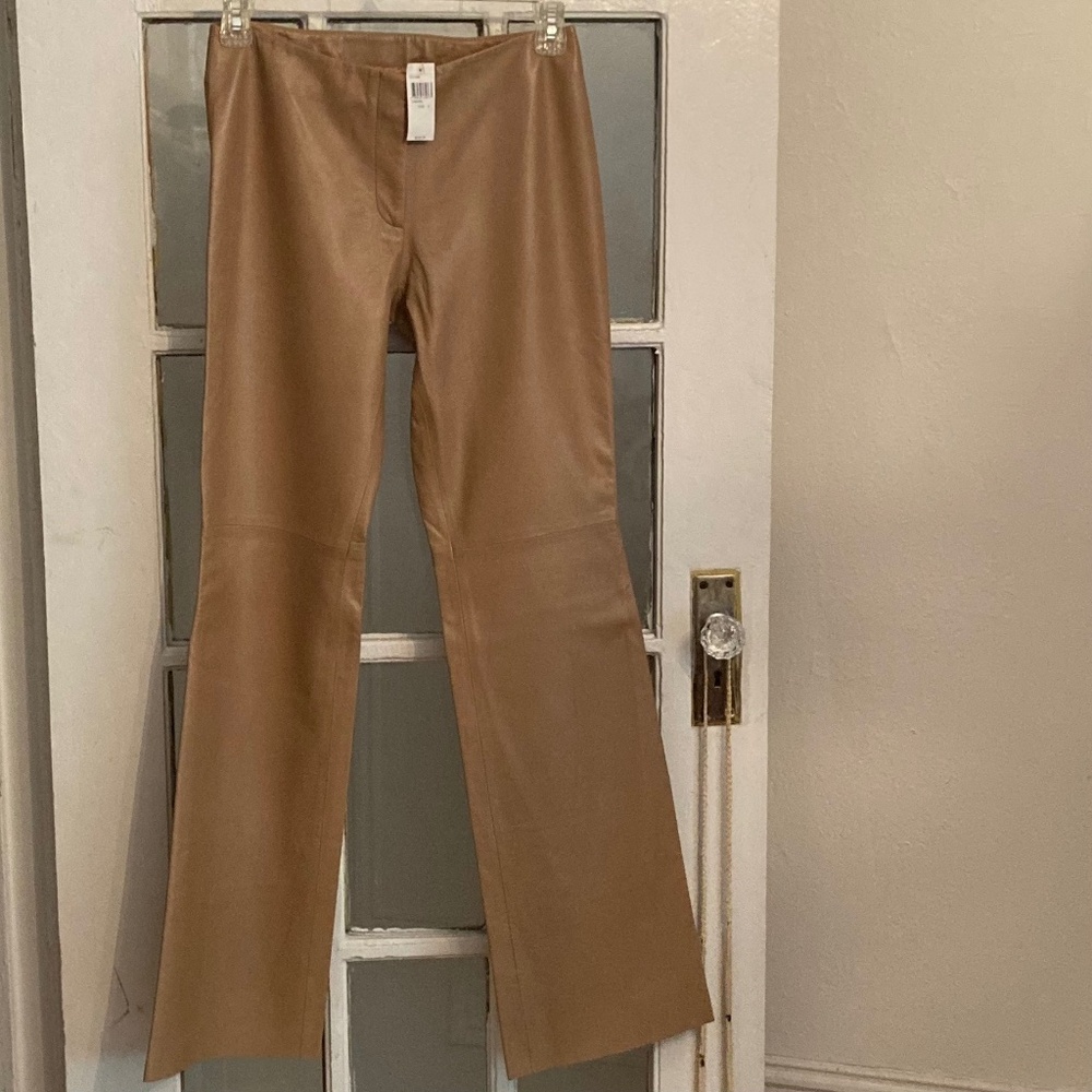 Michael Kors 100% Genuine Leather Pants Boot Leg Size 6 Color Caramel